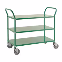 Grön plåtvagn 3 plan, 1080x480x940mm, 250kg, broms, KM2106B