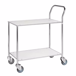 Bordsvagn 2 plan, 150 kg, helsvetsad, Vit / Elförzinkad, broms, KM172-6B