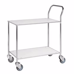 Bordsvagn 2 plan, 150 kg, helsvetsad, Vit / Elförzinkad, KM172-6