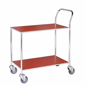 Bordsvagn 2 plan, röd/ elförzinkad, 150 kg,  KM172-1