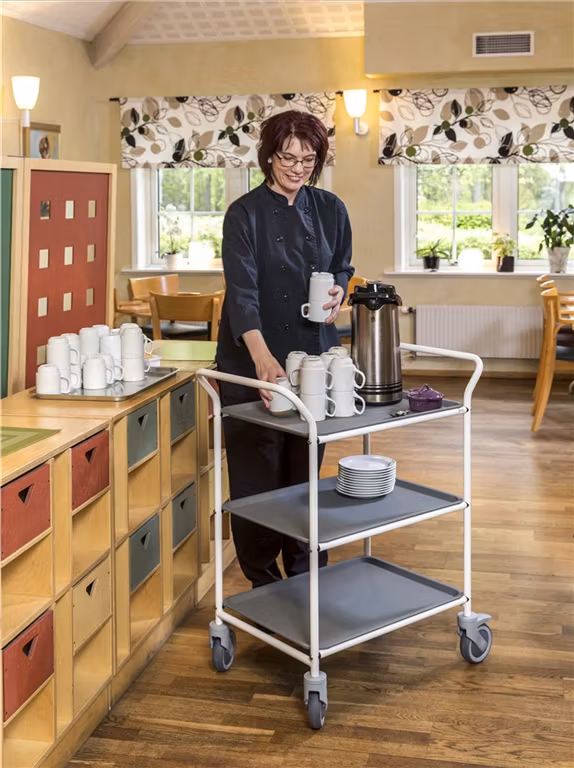 Serveringsvagn 770x495x960mm, 150kg, vit / antracitgrå, KM1620-VA