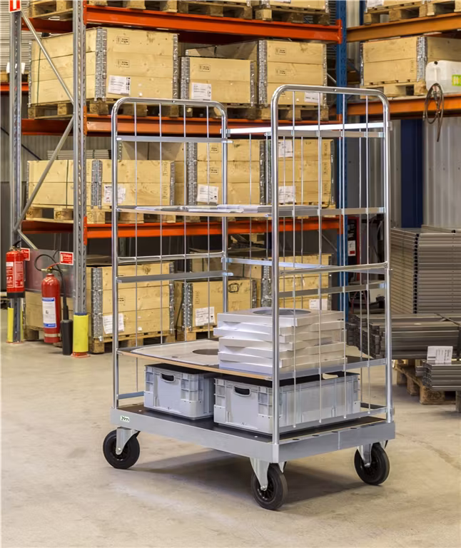 Etagevagn 1000x700x1900 mm, 800 kg, broms, KM140-2B