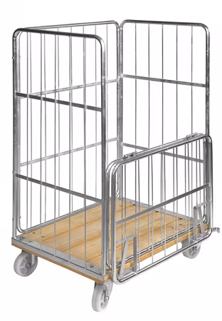 Rullcontainer träbotten, 845x630x1390mm, 500kg, KM88