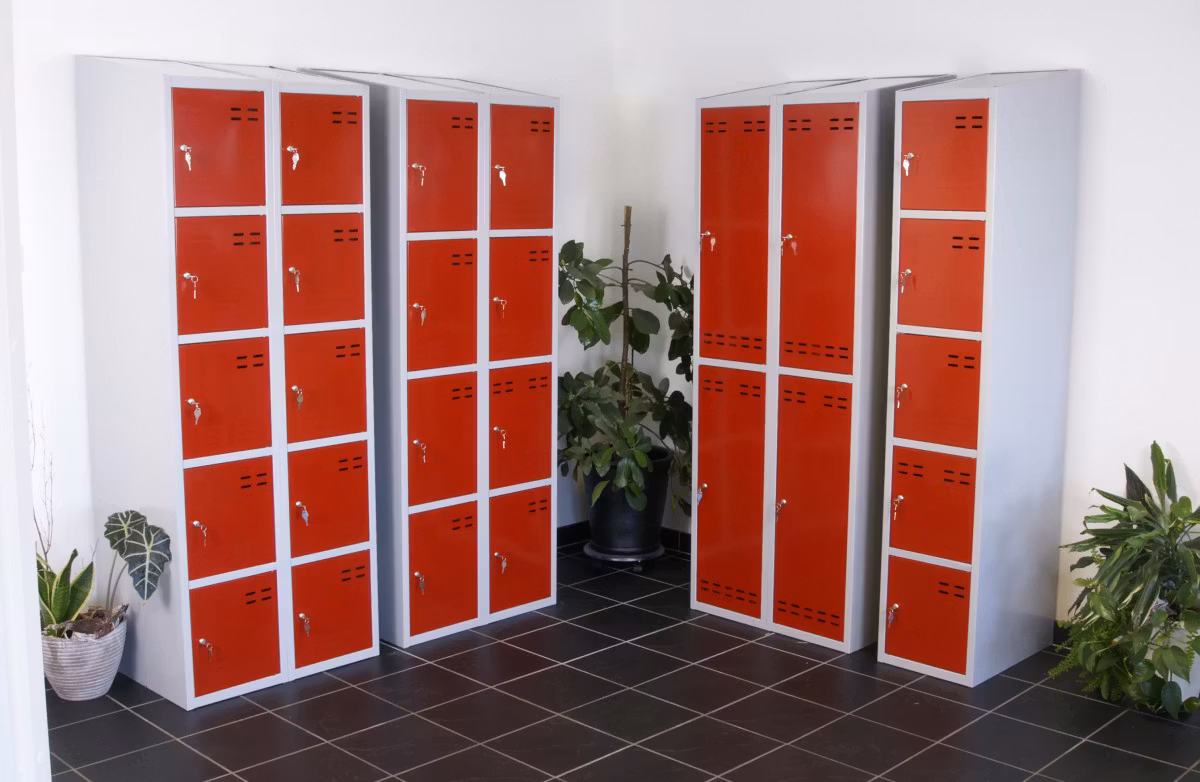 Klädskåp, röd / grå, 2 dörr, 4011071334