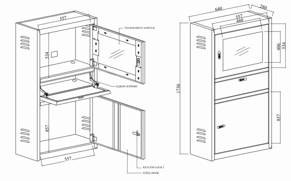 Dataskåp Flat Screen, blå / grå, 4031071152