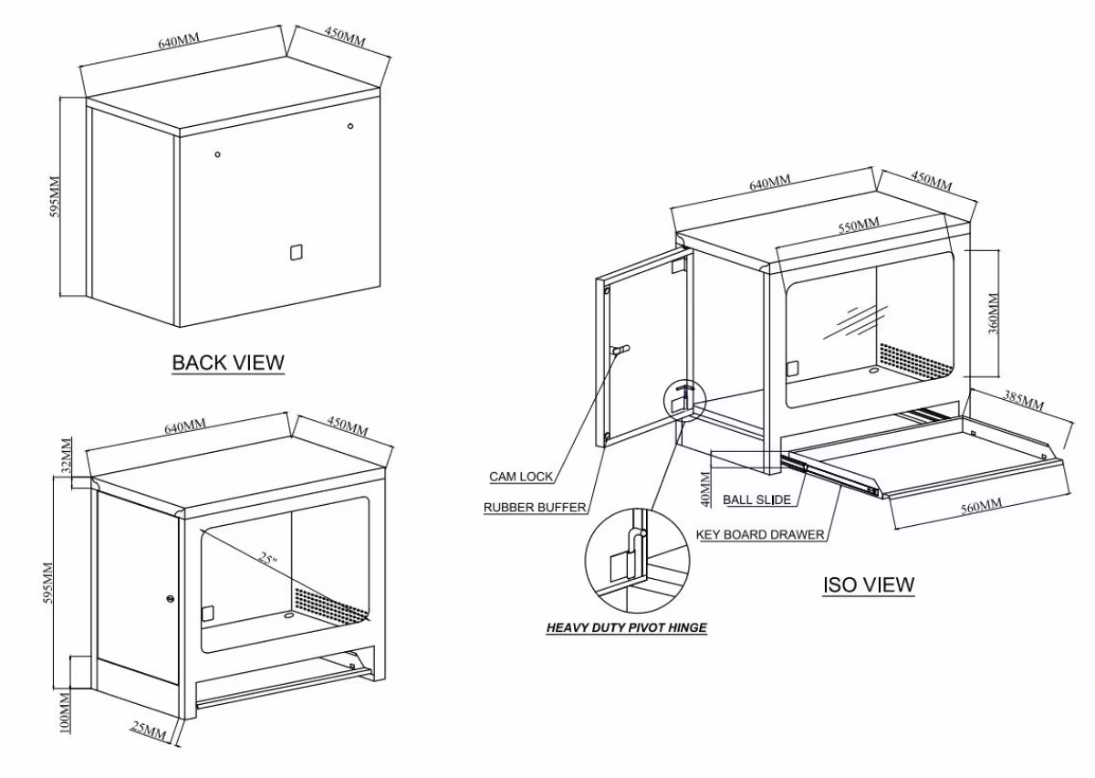 Halvt datorskåp, grå, 4031071156