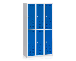 Klädskåp delat grå/blå 6-dörr B900 mm, 13111021-13