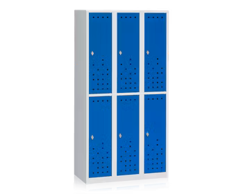 Klädskåp delat grå/blå 6-dörr B900 mm, 13111021-13