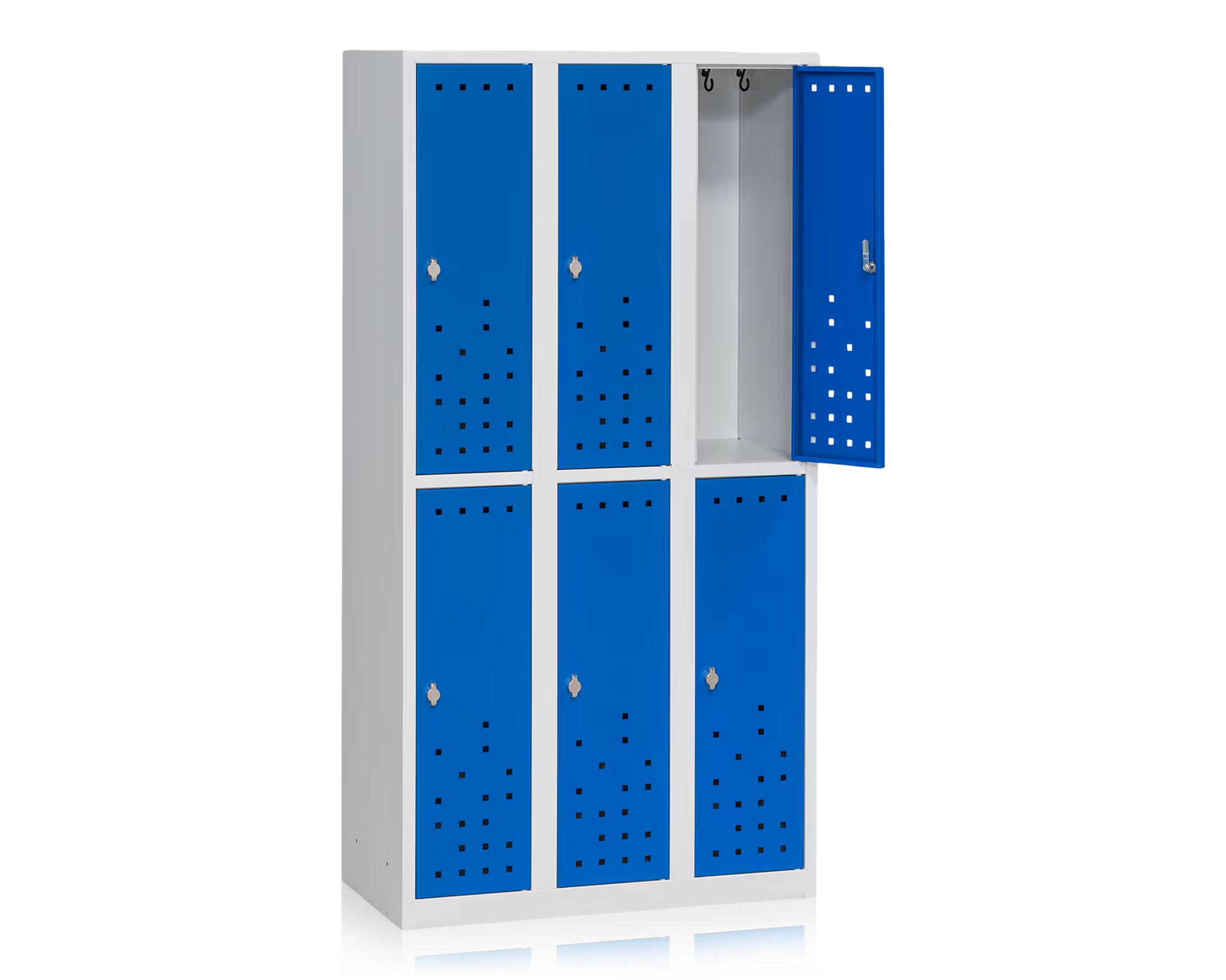 Klädskåp delat grå/blå 6-dörr B900 mm, 13111021-13