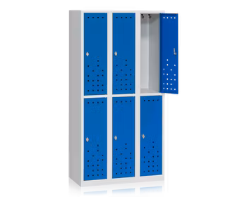 Klädskåp delat grå/blå 6-dörr B900 mm, 13111021-13