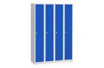 Klädskåp 4 dörrar bredd 1200 mm blå och grå, 13111003-13