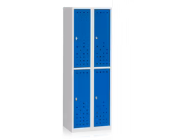 Klädskåp delat grå/blå 4-dörr B600 mm, 13111020-13