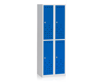 Klädskåp delat grå/blå 4-dörr B600 mm, 13111020-13