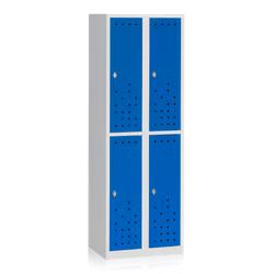 Klädskåp delat grå/blå 4-dörr B600 mm, 13111020-13