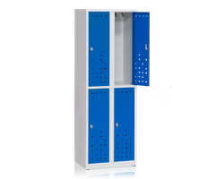 Klädskåp delat grå/blå 4-dörr B600 mm, 13111020-13