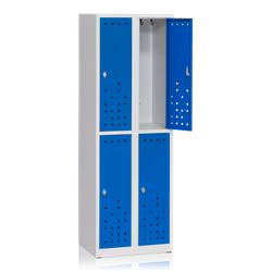 Klädskåp delat grå/blå 4-dörr B600 mm, 13111020-13