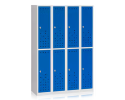 Klädskåp delat grå/blå 8-dörr B1200 mm, 13111022-13