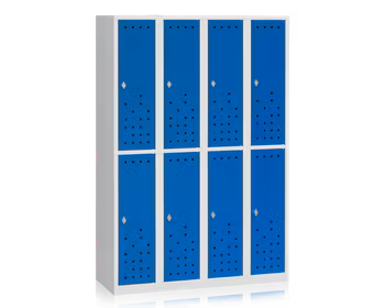 Klädskåp delat grå/blå 8-dörr B1200 mm, 13111022-13