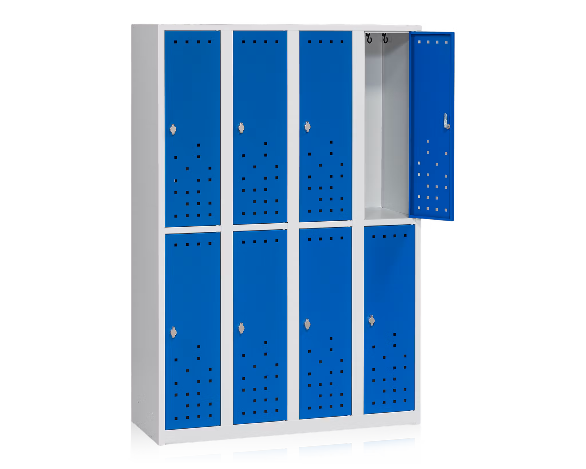 Klädskåp delat grå/blå 8-dörr B1200 mm, 13111022-13