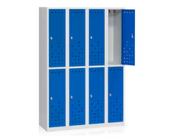 Klädskåp delat grå/blå 8-dörr B1200 mm, 13111022-13