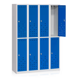 Klädskåp delat grå/blå 8-dörr B1200 mm, 13111022-13