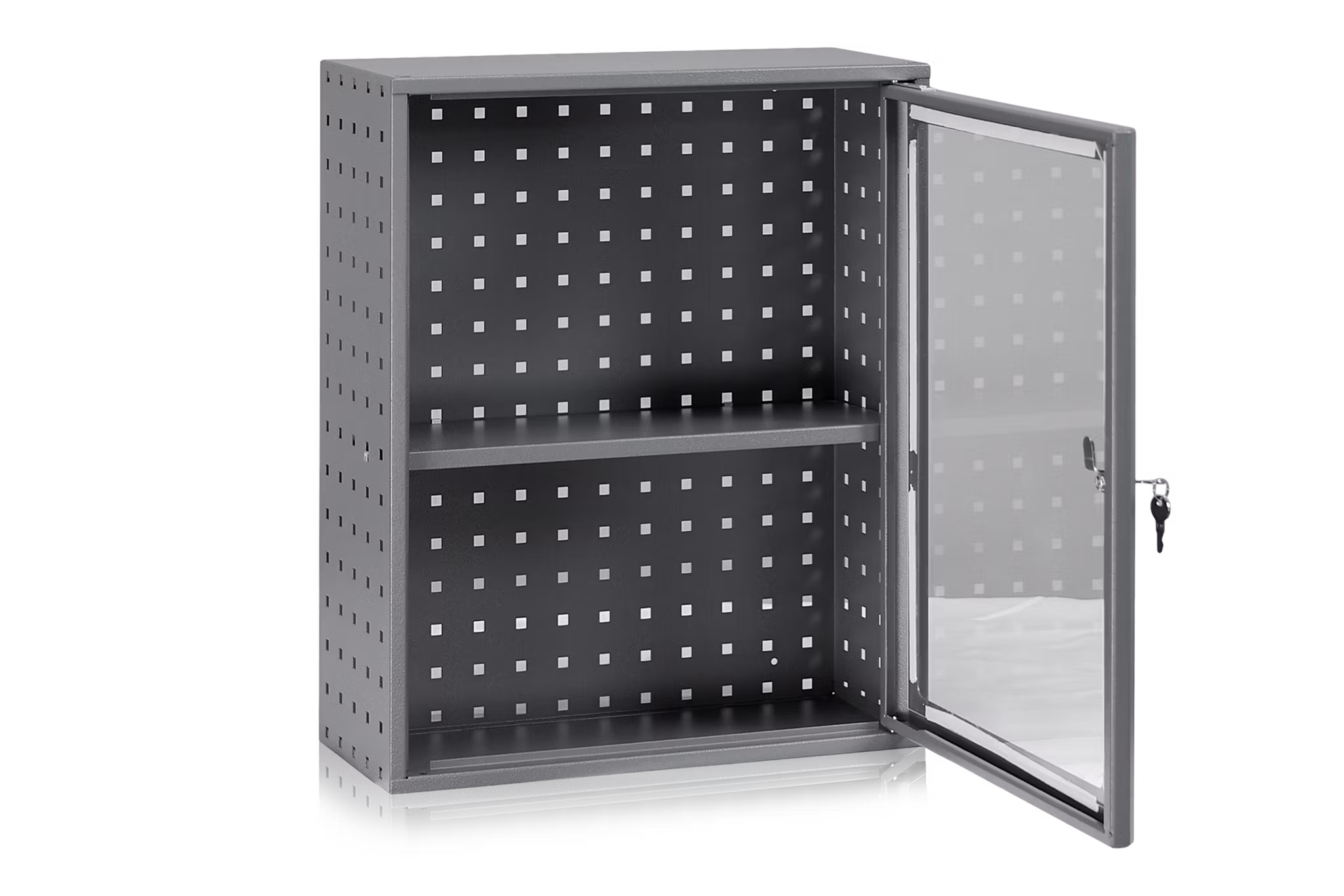 Förvaringsskåp inkl plexiglasdörr grå, 4-591-136
