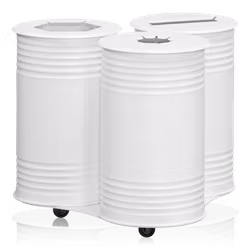 Avfallsbehållare Tin Trippel, hjul, vit, 13510-006-141