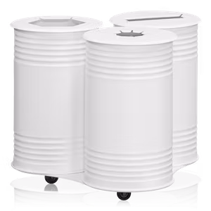 Avfallsbehållare Tin Trippel, hjul, vit, 13510-006-141