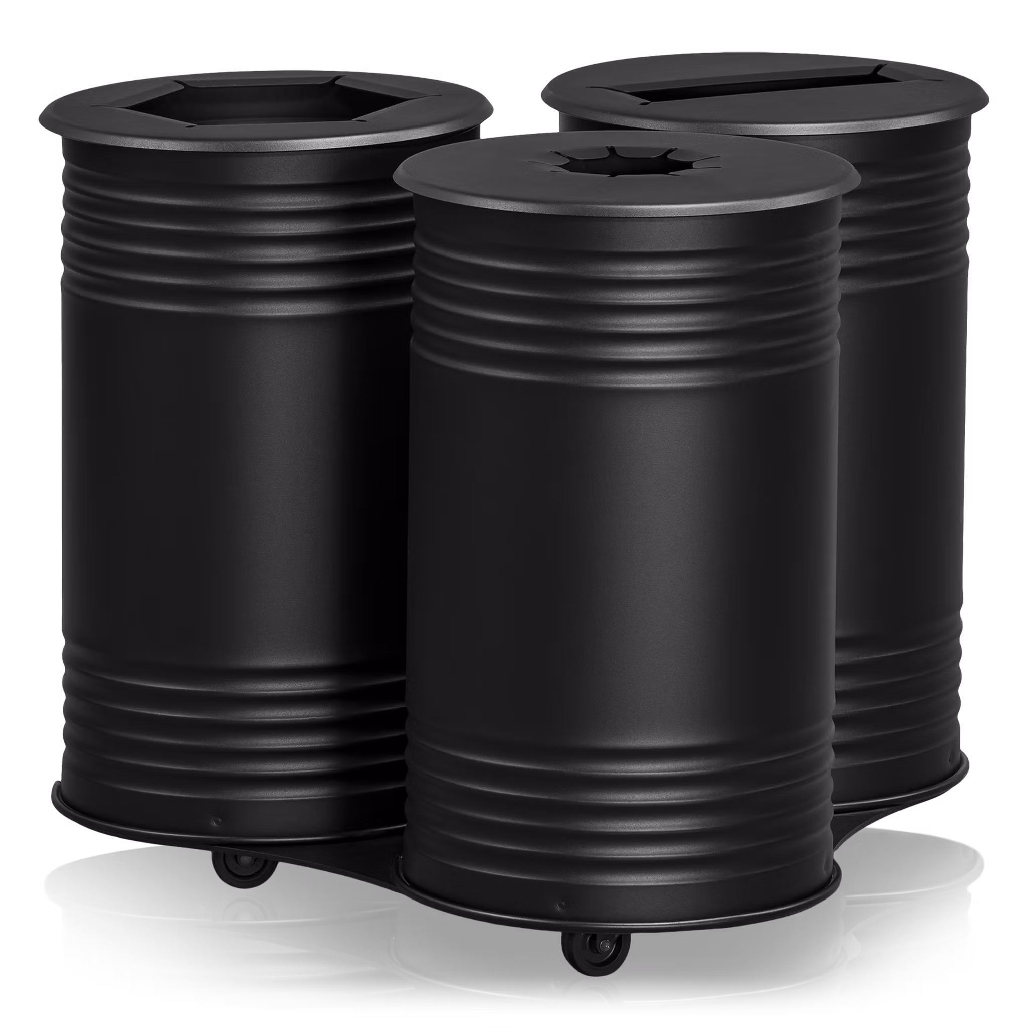 Avfallsbehållare Tin Trippel, hjul, svart, 13510-006-196