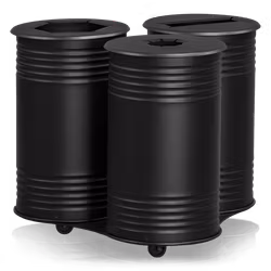 Avfallsbehållare Tin Trippel, hjul, svart, 13510-006-196