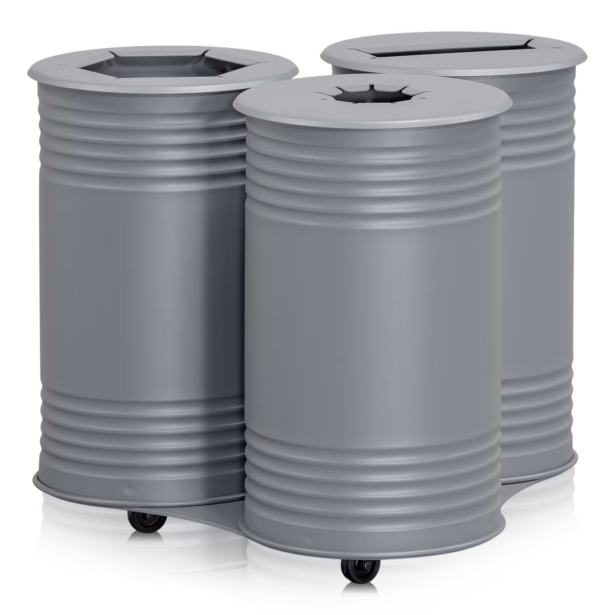 Avfallsbehållare Tin Trippel, hjul, grå, 13510-006-136