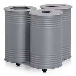 Avfallsbehållare Tin Trippel, hjul, grå, 13510-006-136