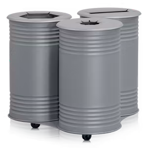 Avfallsbehållare Tin Trippel, hjul, grå, 13510-006-136