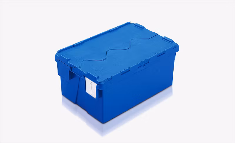 Plastlåda med lock 600x400x264mm, 48 liter