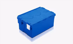 Plastlåda med lock 600x400x264mm, 48 liter