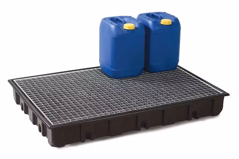 Spilltråg med galvat galler 1230x830x160 mm, 120 liter