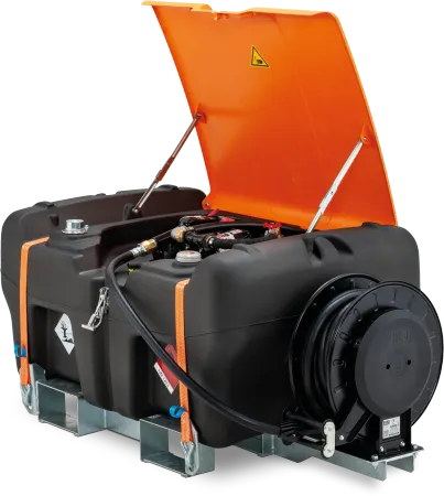 CEMO Bensintank 315 liter, 12V pump, 10m slangvinda & ställning, 11361