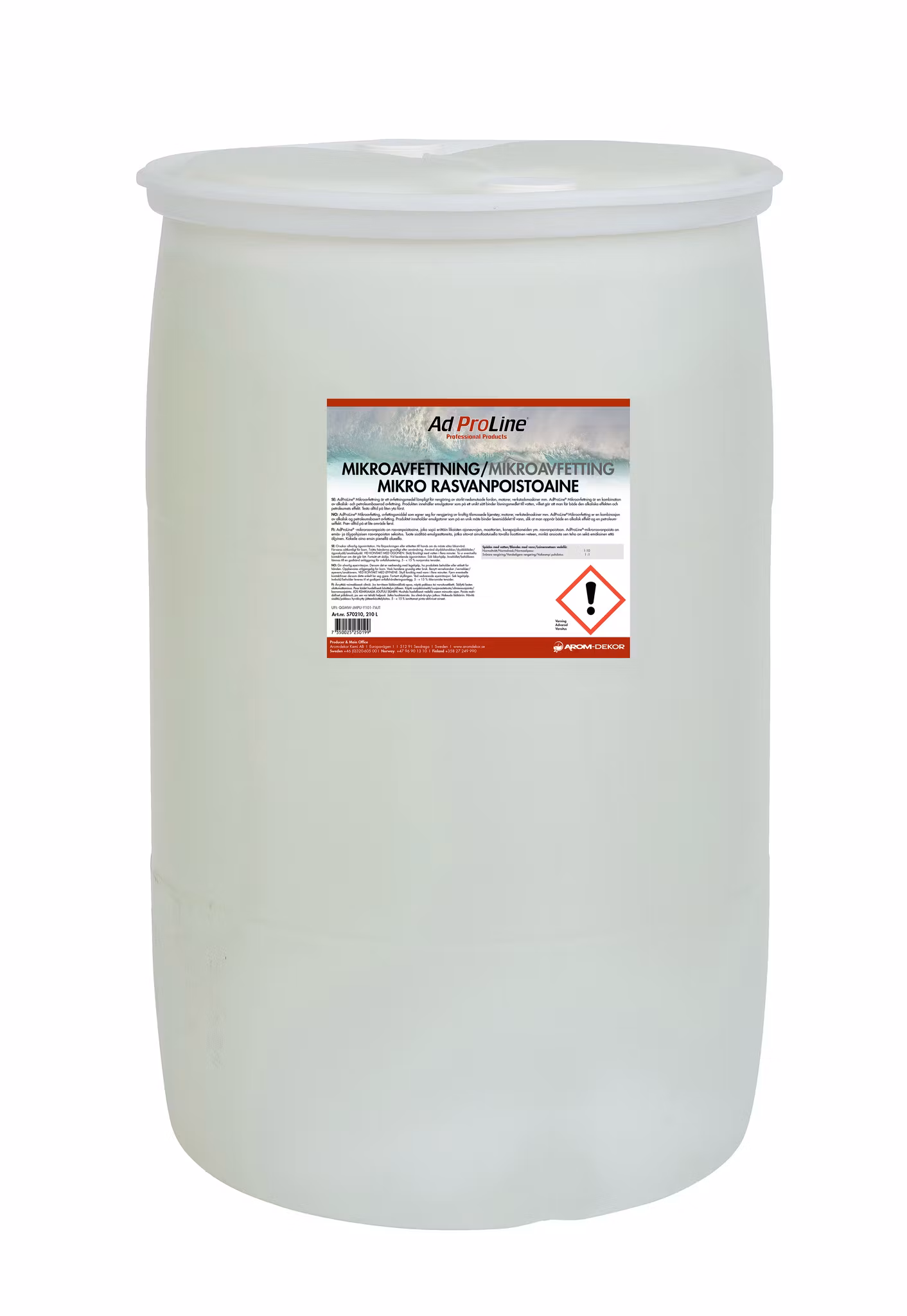 AdProLine Mikroavfettning Alkalisk och petroleumbaserad avfettning fat 210 liter