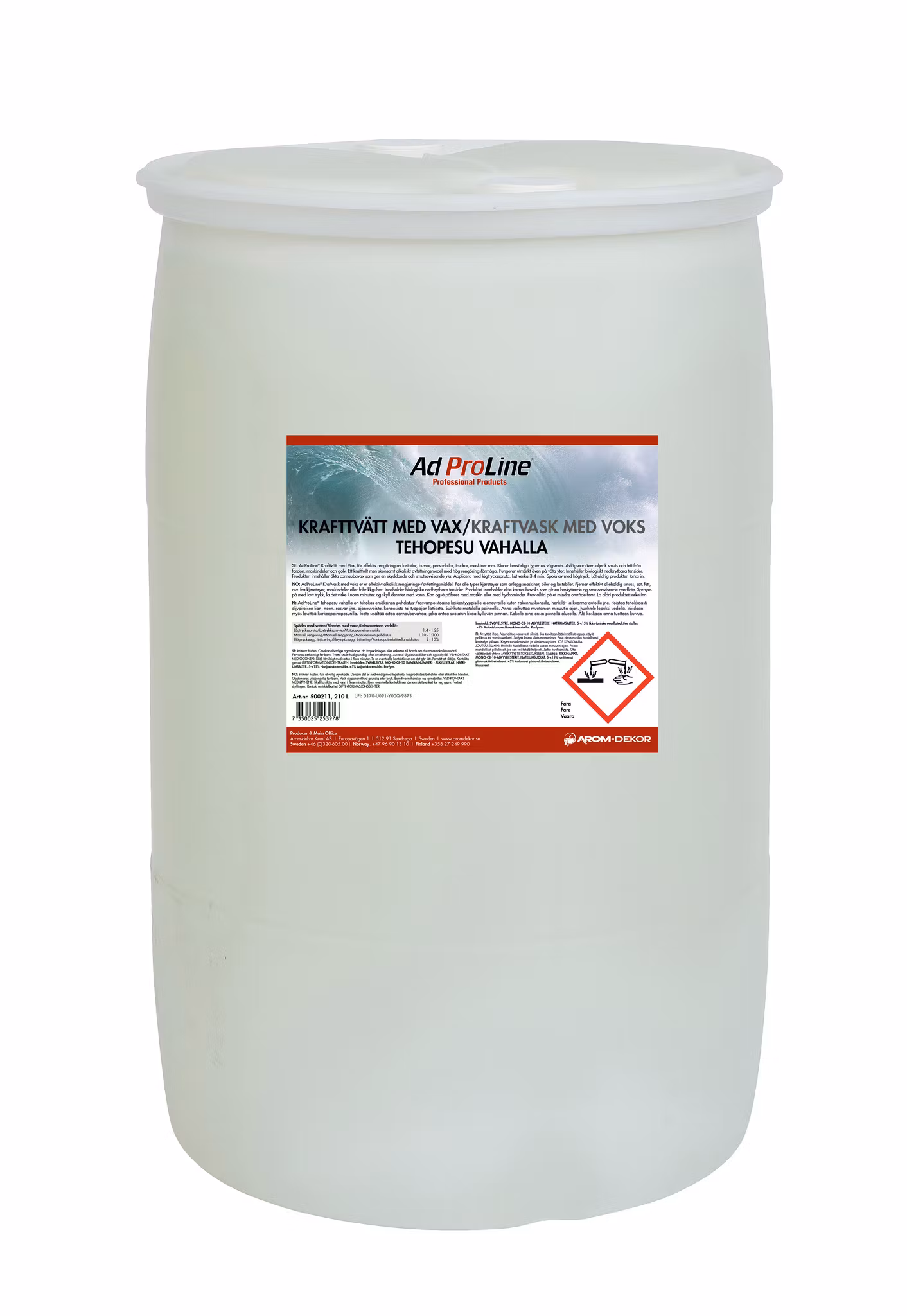 Alkalisk avfettning med vax Krafttvätt fat 210 liter