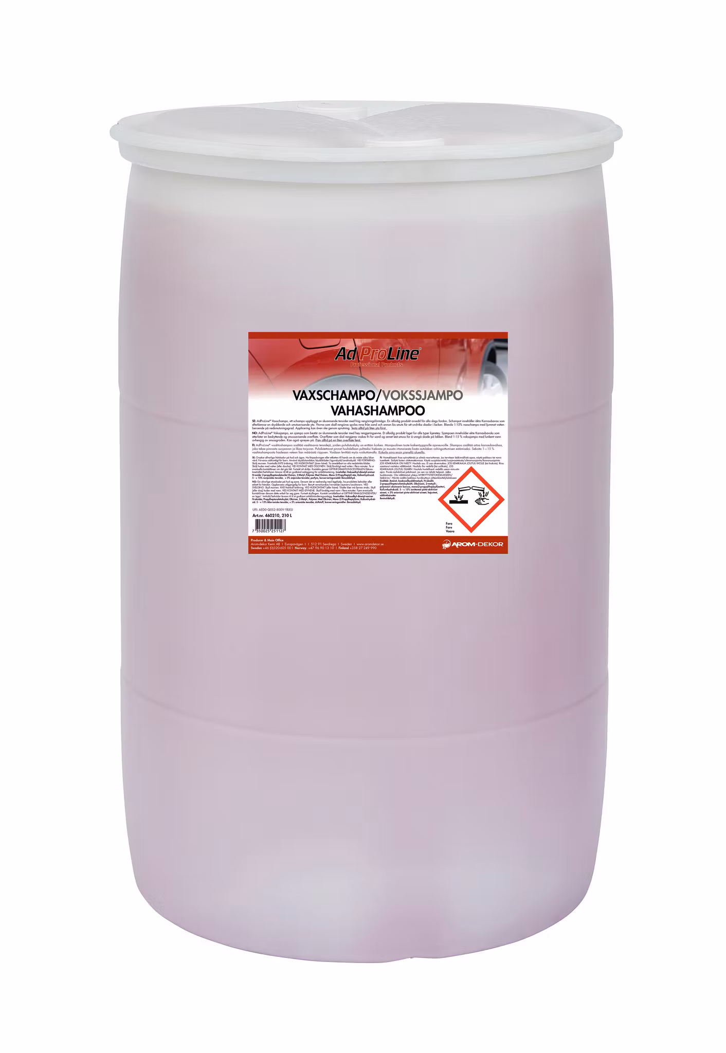 Vaxschampo med äkta Carnaubavax fat 210 liter