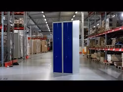 Klädskåp med 4 Dörrar Z-modell, Blå/grå