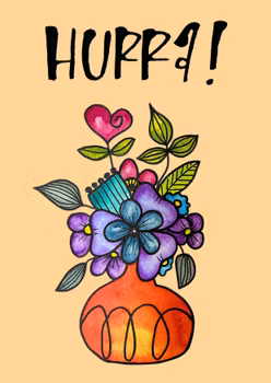 Dubbelvikt kort - Hurra!