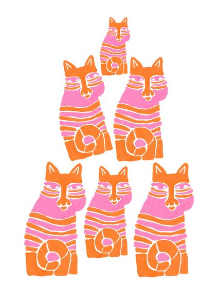 KATTER PÅ HÖG (rosa/orange)
