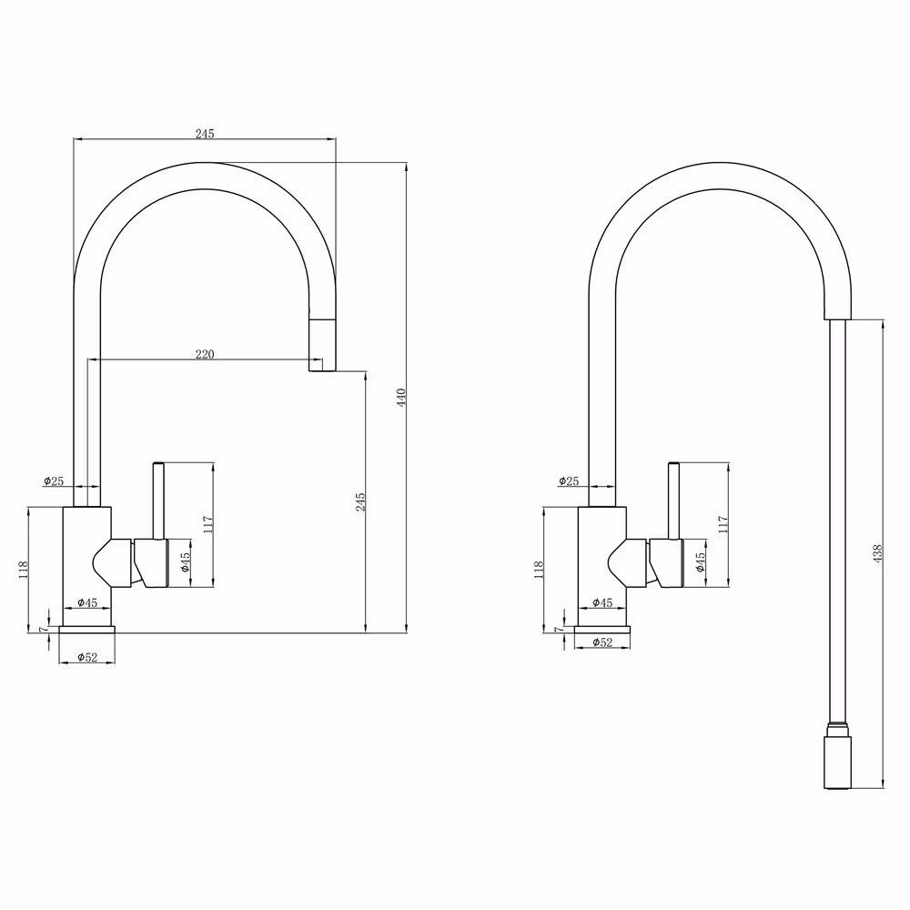 CARESSI Rostfritt stål köksblandare 113I