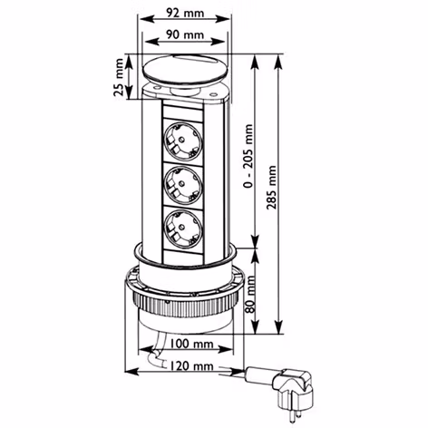 EVOline Powerport 3-vägs svart