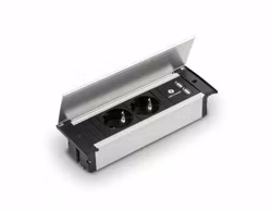 BACHMANN Kapsa 2-vägs + 2x USB-A Rostfri