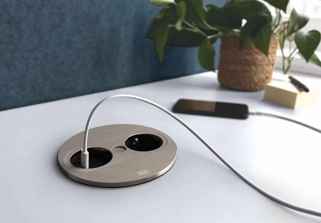 BACHMANN Twist 2, (USB A+C , rund) Rostfritt eluttag