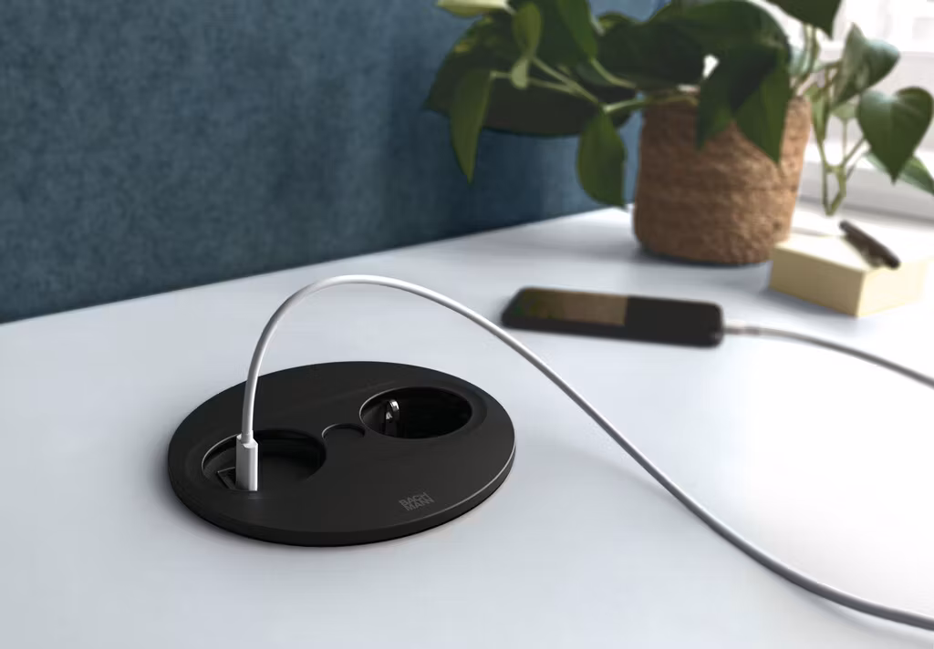 BACHMANN Twist 2, (USB A+C, rund) Svart eluttag