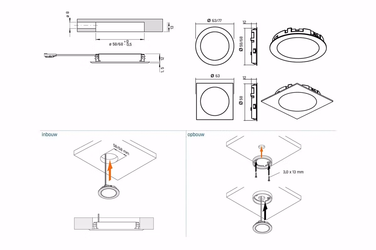 LED set 5x Moonlight rostfri-look med touchdimmer