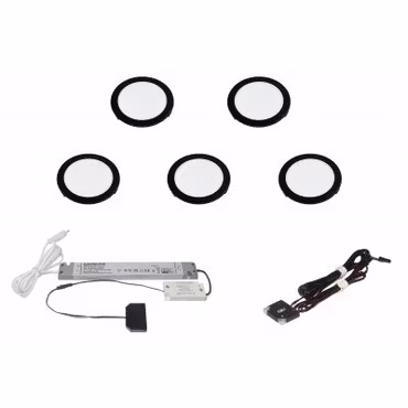 LED set 5x Moonlight svart med touchdimmer